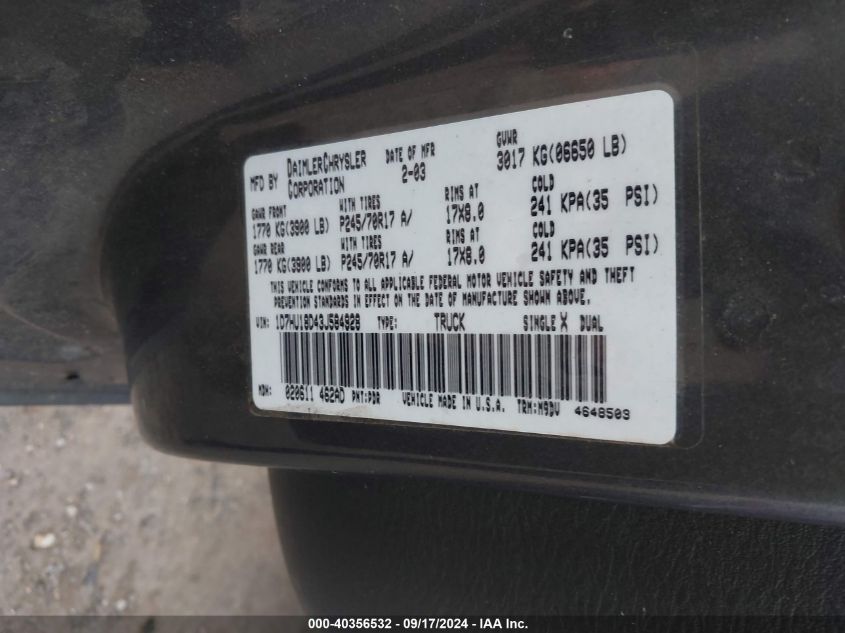 1D7HU18D43J584928 2003 Dodge Ram 1500 St/Slt