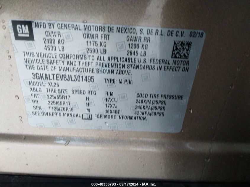 3GKALTEV8JL301495 2018 GMC Terrain Sle