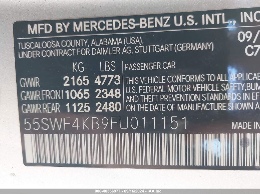 55SWF4KB9FU011151 2015 Mercedes-Benz C 300 300 4Matic