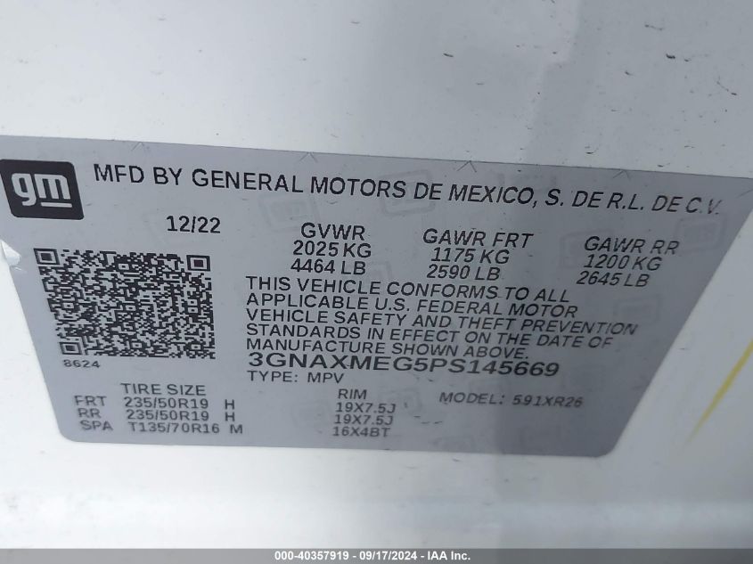 2023 CHEVROLET EQUINOX FWD RS - 3GNAXMEG5PS145669