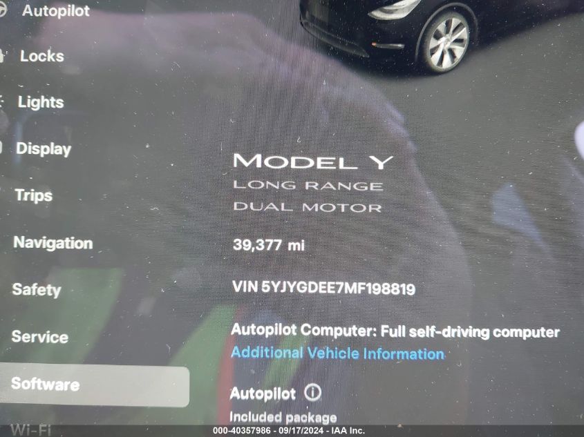 2021 Tesla Model Y Long Range Dual Motor All-Wheel Drive VIN: 5YJYGDEE7MF198819 Lot: 40357986