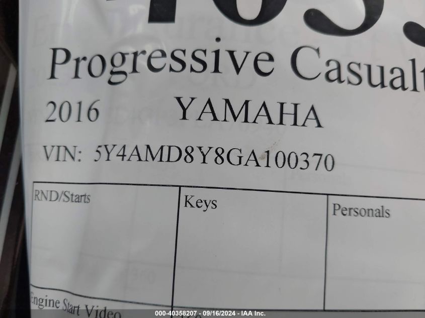 5Y4AMD8Y8GA100370 2016 Yamaha Yxc700 Es