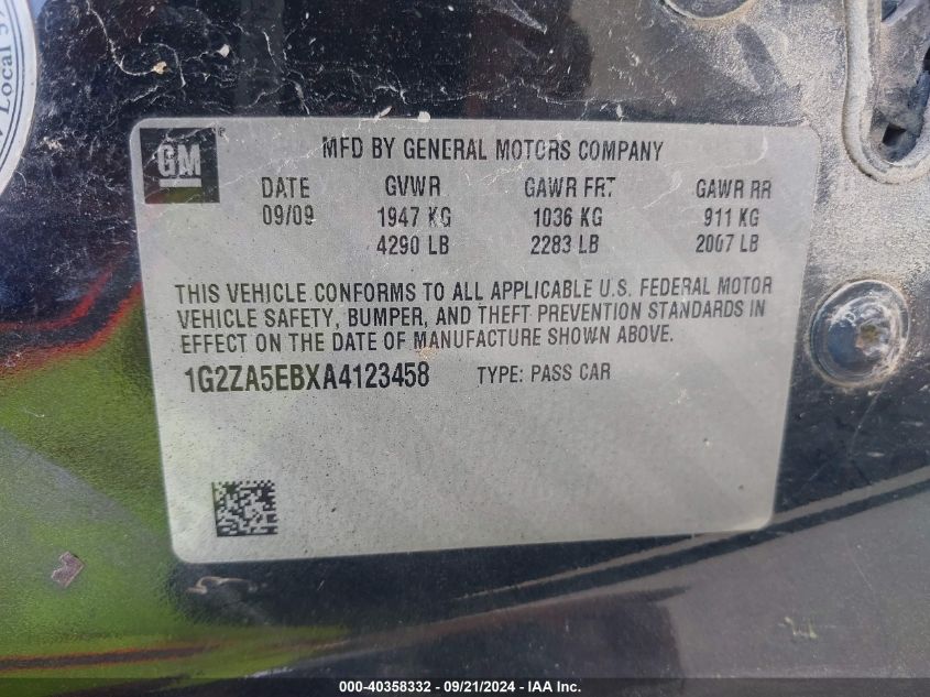 1G2ZA5EBXA4123458 2010 Pontiac G6