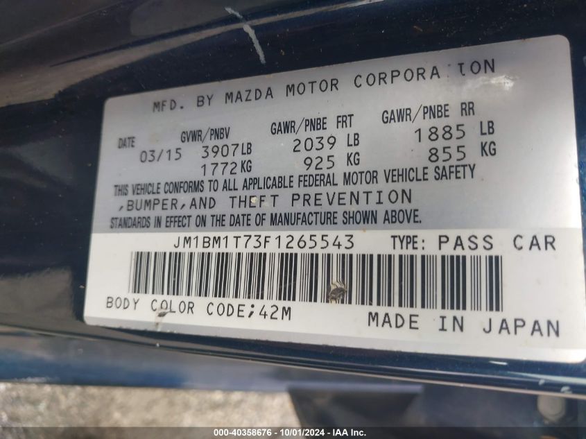 JM1BM1T73F1265543 2015 Mazda Mazda3 I Sv