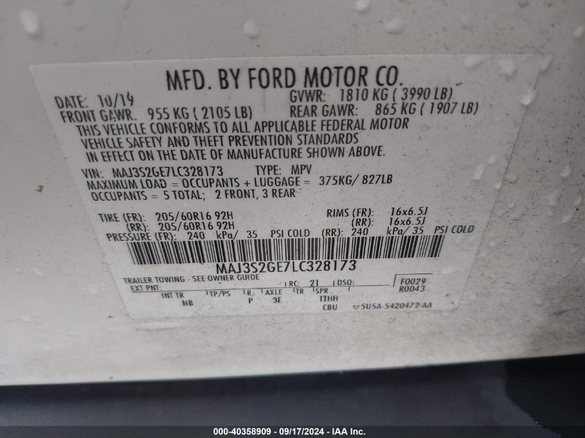 MAJ3S2GE7LC328173 2020 Ford Ecosport Se