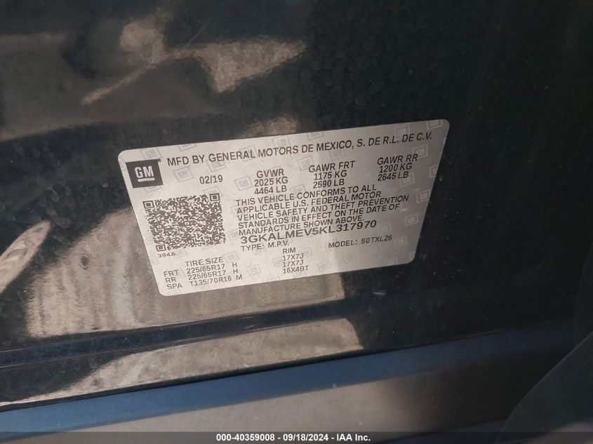 3GKALMEV5KL317970 2019 GMC Terrain Sle