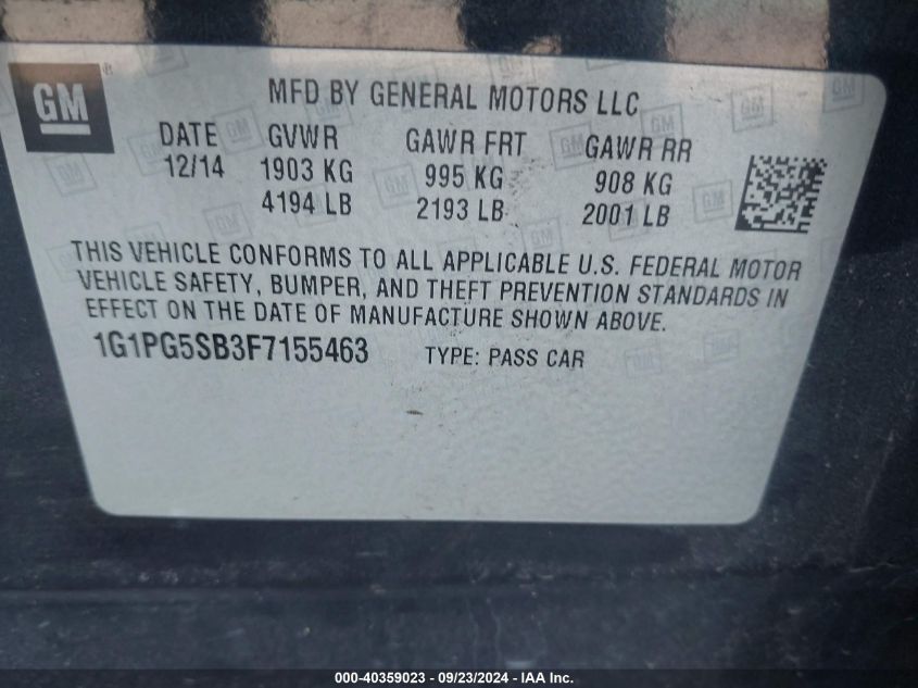 1G1PG5SB3F7155463 2015 Chevrolet Cruze Ltz