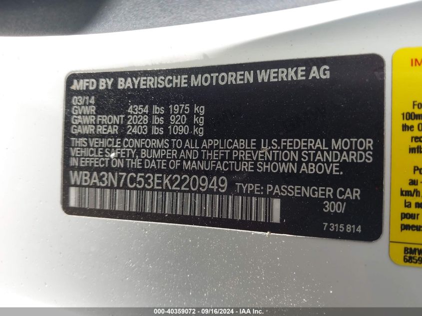 WBA3N7C53EK220949 2014 BMW 428I