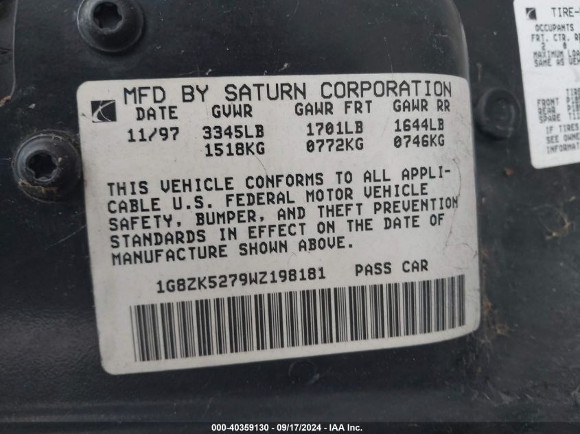 1G8ZK5279WZ198181 1998 Saturn Sl2