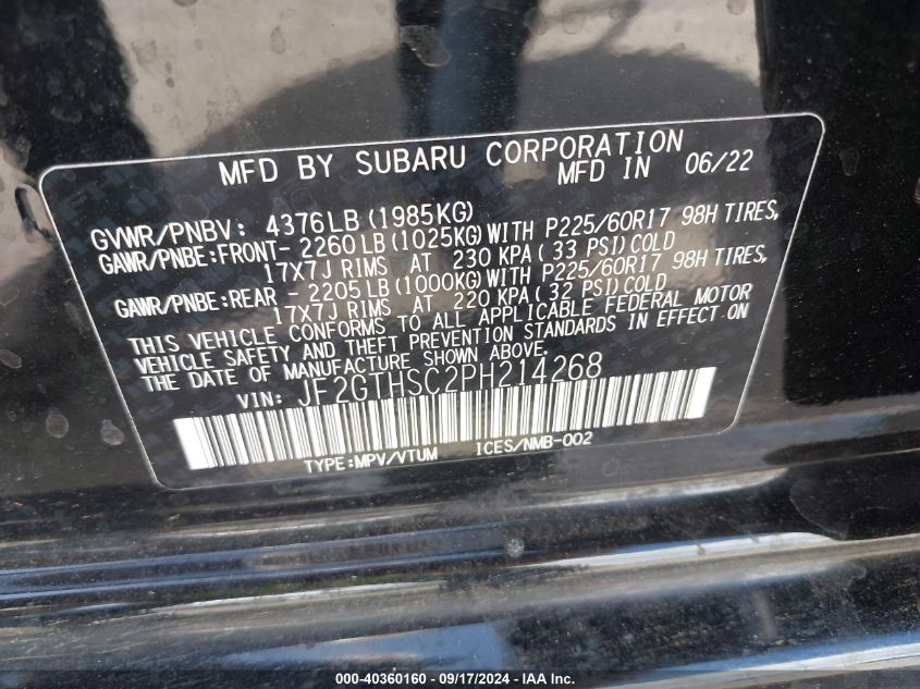 JF2GTHSC2PH214268 2023 Subaru Crosstrek Sport