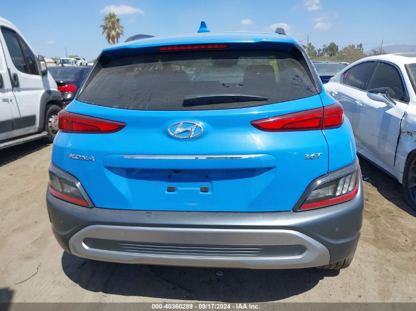 2022 Hyundai Kona Limited VIN: KM8K53A39NU923741 Lot: 40360289