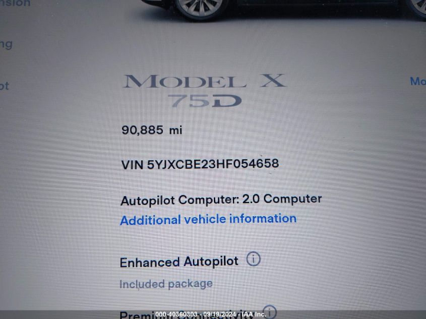 5YJXCBE23HF054658 2017 Tesla Model X 100D/75D/90D