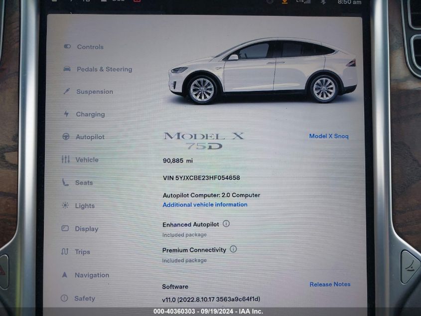 5YJXCBE23HF054658 2017 Tesla Model X 100D/75D/90D