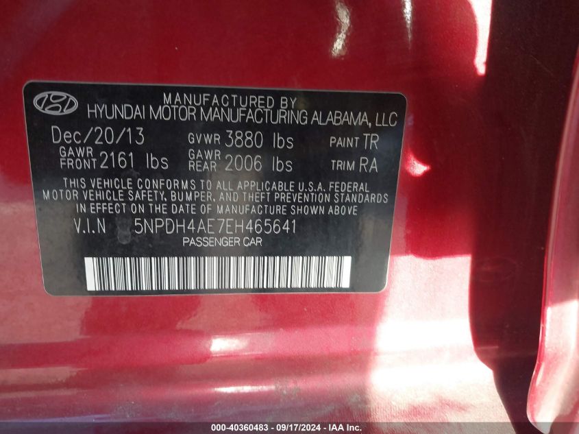 5NPDH4AE7EH465641 2014 Hyundai Elantra Se