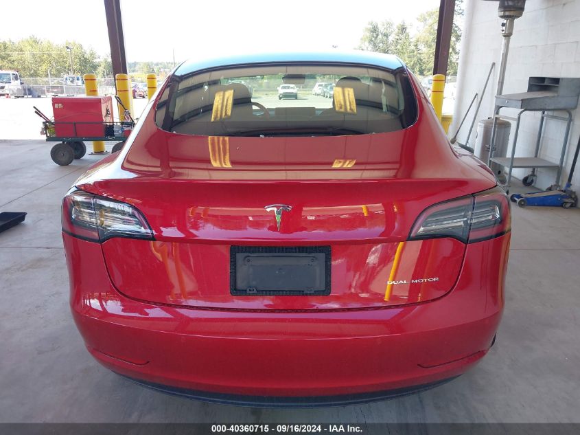 2022 Tesla Model 3 Long Range Dual Motor All-Wheel Drive VIN: 5YJ3E1EB5NF252558 Lot: 40360715