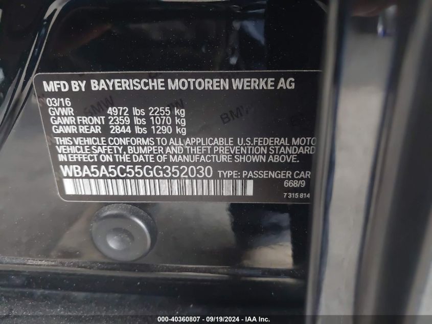 WBA5A5C55GG352030 2016 BMW 528I