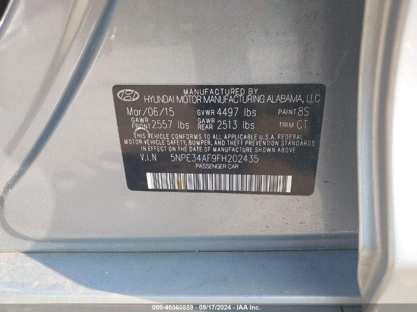 5NPE34AF9FH202435 2015 Hyundai Sonata Limited