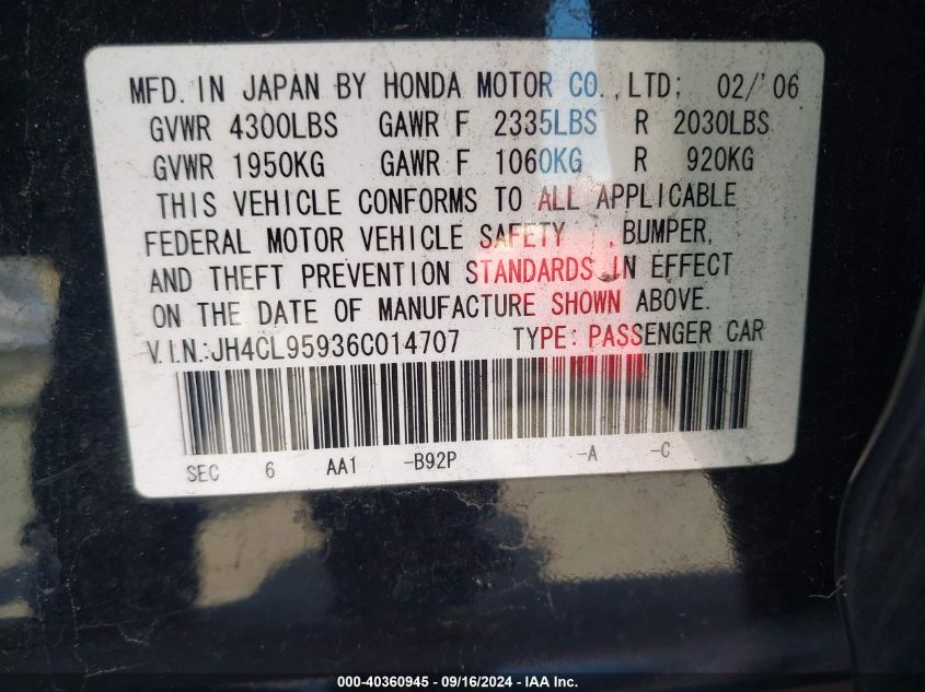 JH4CL95936C014707 2006 Acura Tsx