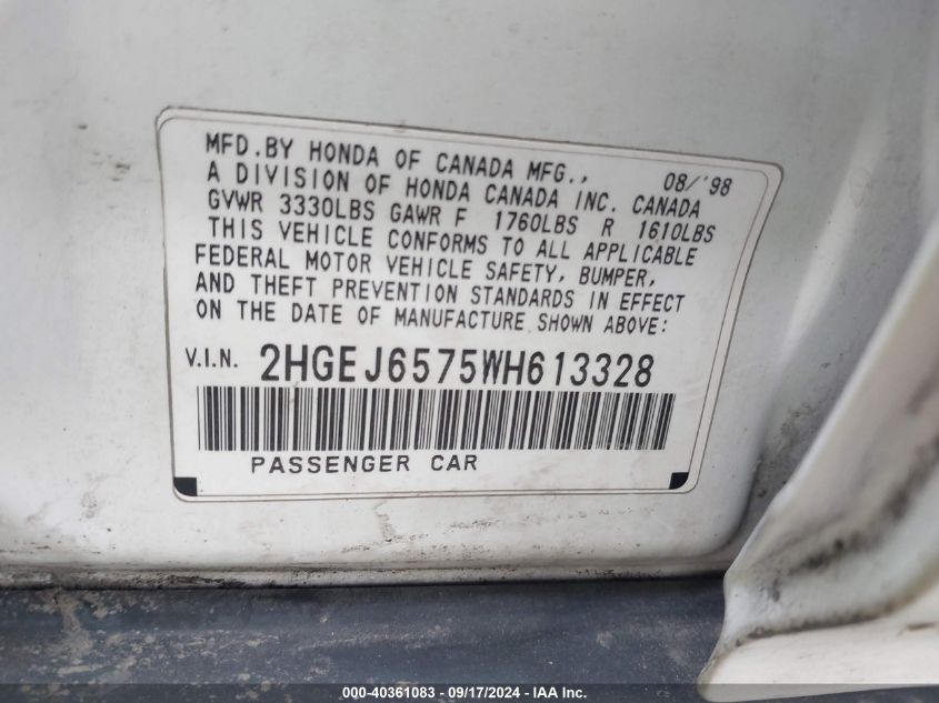 2HGEJ6575WH613328 1998 Honda Civic Lx