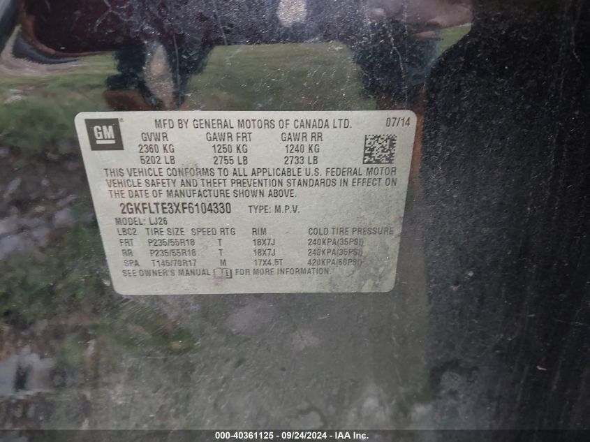 2015 GMC TERRAIN SLT-2 - 2GKFLTE3XF6104330