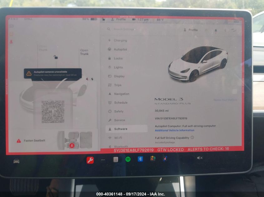 2020 Tesla Model 3 Standard Range Plus Rear-Wheel Drive/Standard Range Rear-Wheel Drive VIN: 5YJ3E1EA8LF792619 Lot: 40361148