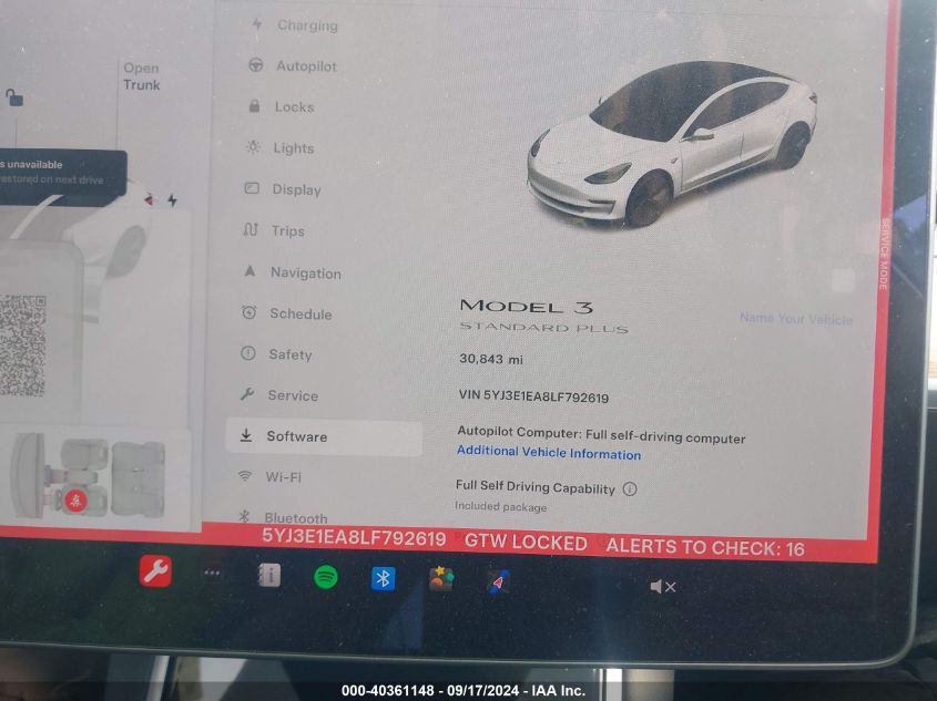 2020 Tesla Model 3 Standard Range Plus Rear-Wheel Drive/Standard Range Rear-Wheel Drive VIN: 5YJ3E1EA8LF792619 Lot: 40361148