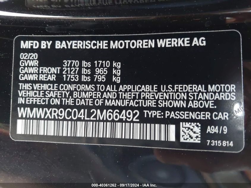 WMWXR9C04L2M66492 2020 Mini Hardtop John Cooper Works