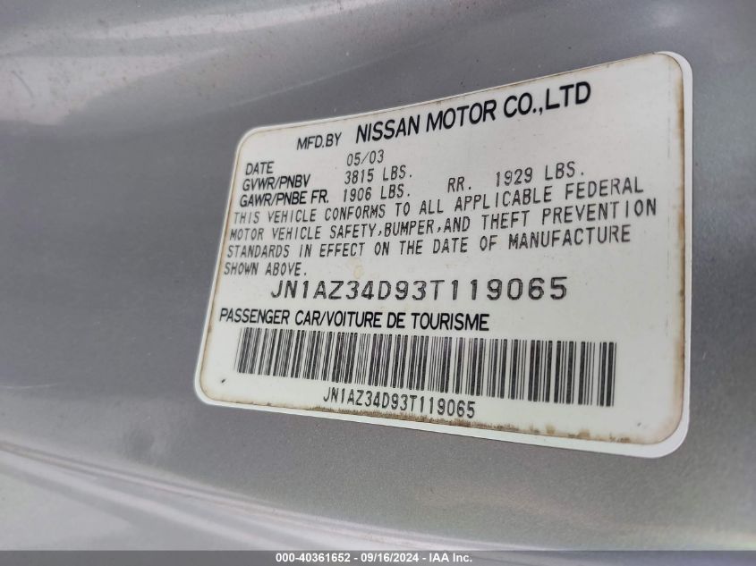 JN1AZ34D93T119065 2003 Nissan 350Z Touring