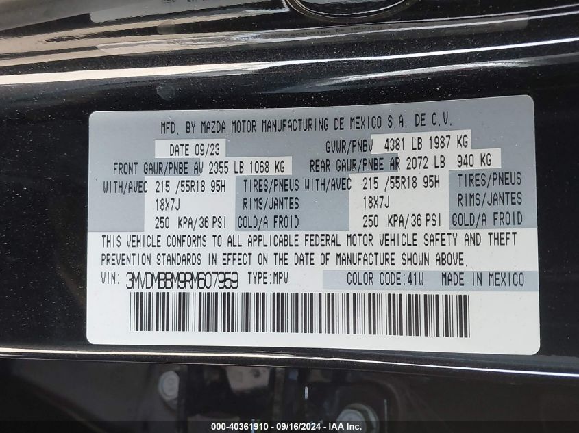 3MVDMBBM9RM607959 2024 Mazda Cx-30 2.5 S Select Sport