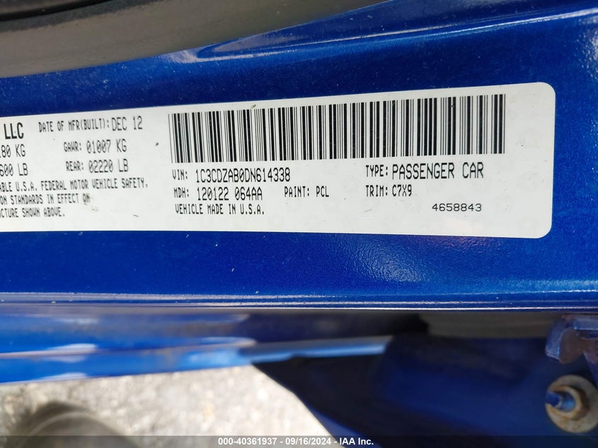 2013 DODGE AVENGER SE - 1C3CDZAB0DN614338