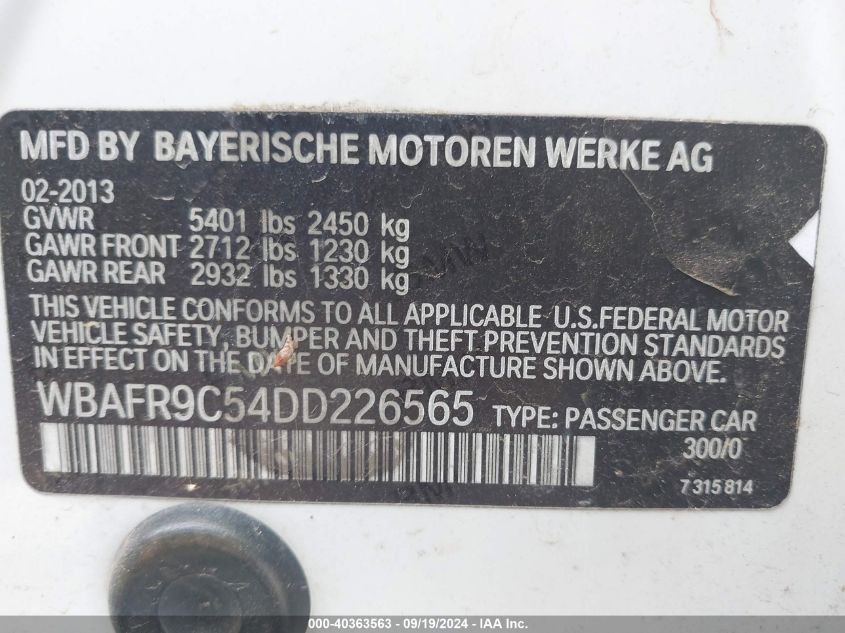 WBAFR9C54DD226565 2013 BMW 550I