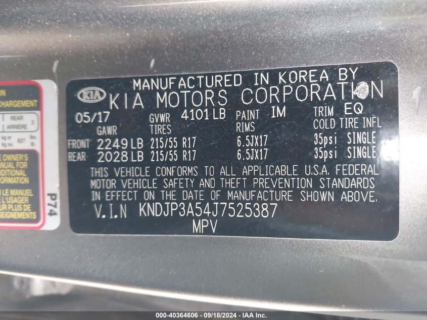 KNDJP3A54J7525387 2018 Kia Soul +