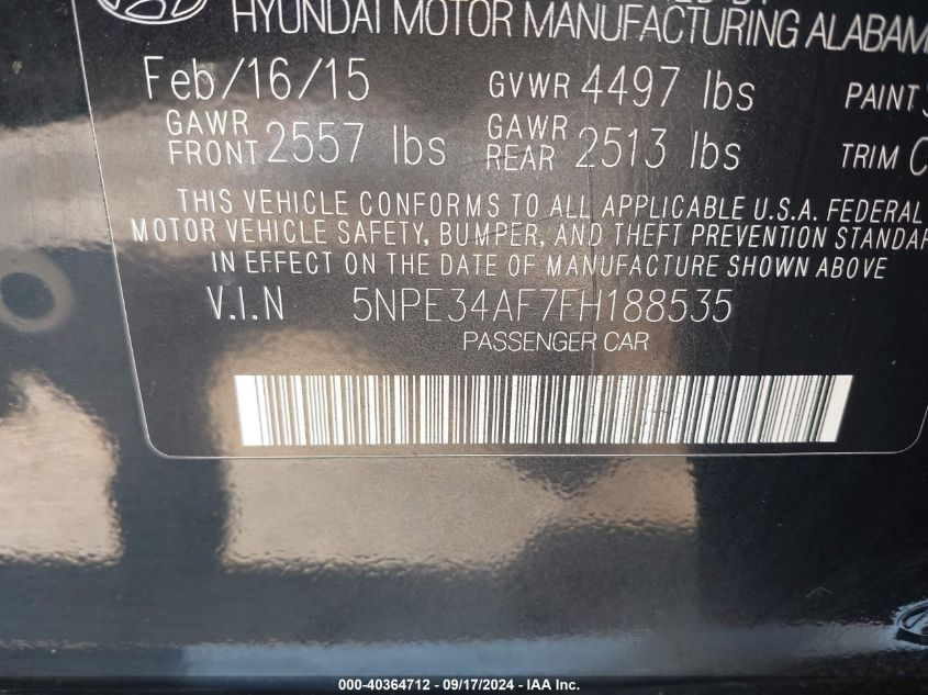 5NPE34AF7FH188535 2015 Hyundai Sonata Sport