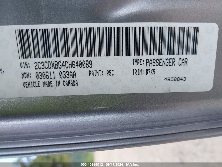 2013 DODGE CHARGER SE - 2C3CDXBG4DH640089