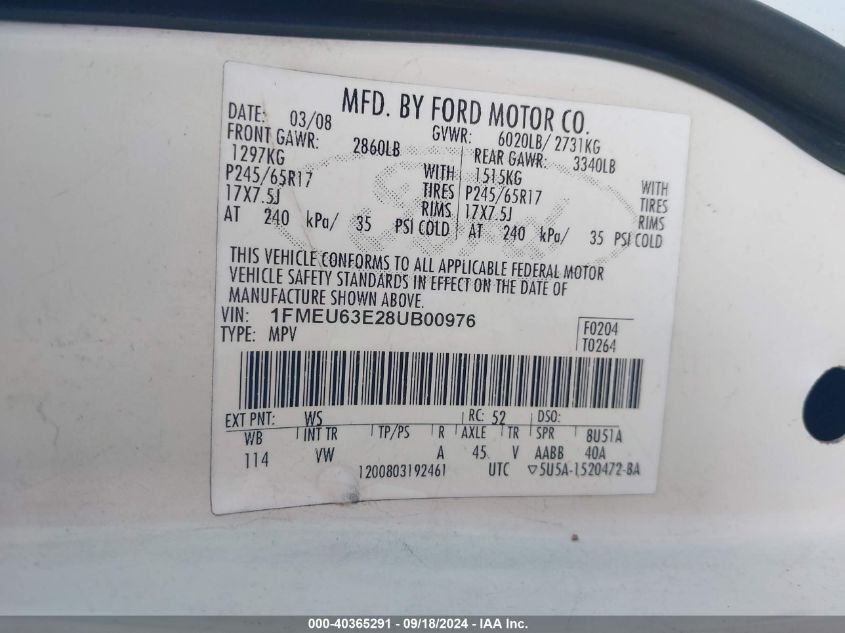 1FMEU63E28UB00976 2008 Ford Explorer Xlt