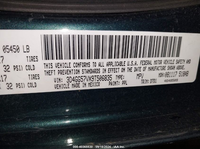 3D4GG57VX9T506835 2009 Dodge Journey Sxt