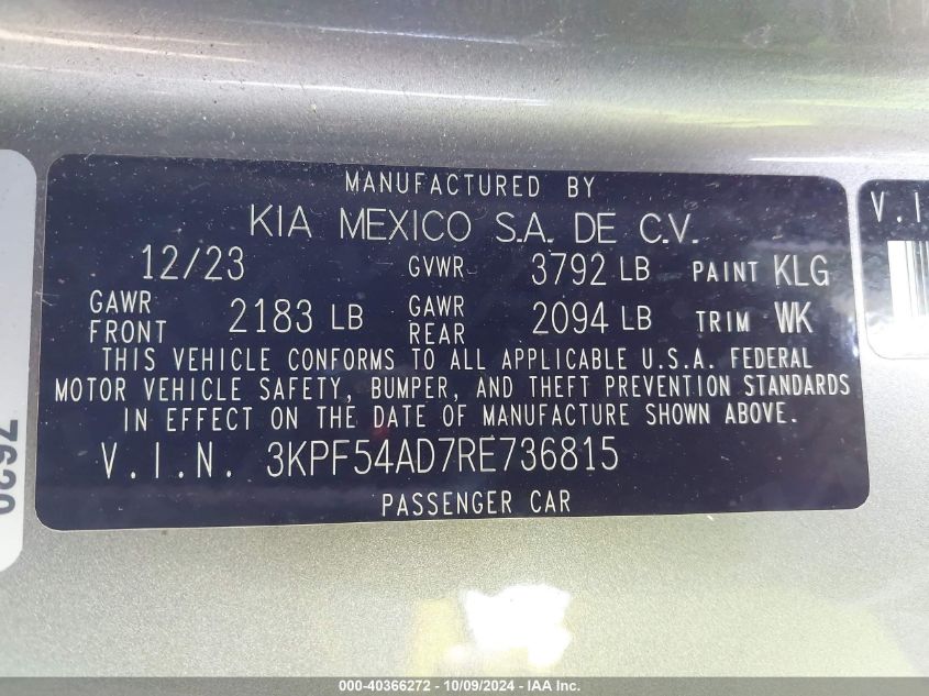 3KPF54AD7RE736815 2024 Kia Forte Gt-Line