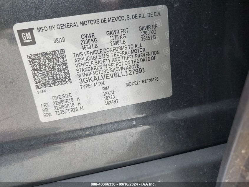 3GKALVEV6LL127991 2020 GMC Terrain Awd Slt