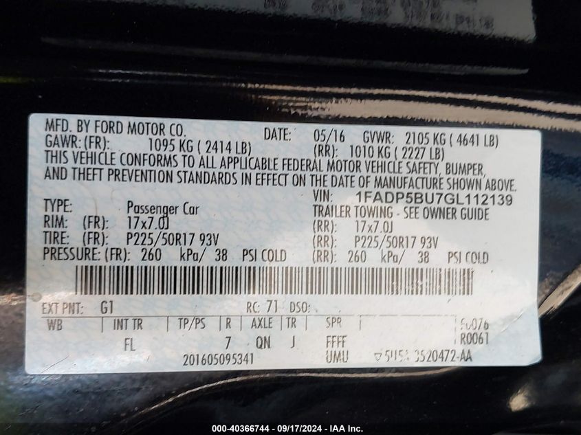 1FADP5BU7GL112139 2016 Ford C-Max Hybrid Sel