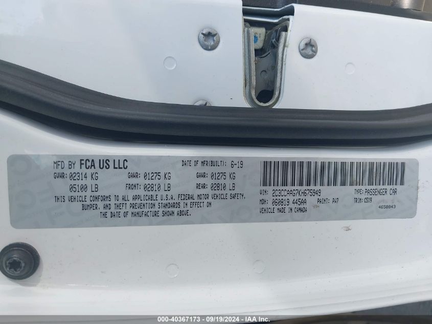 2C3CCAAG7KH675949 2019 Chrysler 300 Touring