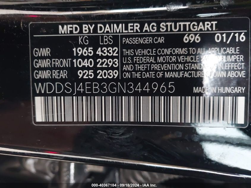 WDDSJ4EB3GN344965 2016 Mercedes-Benz Cla 250