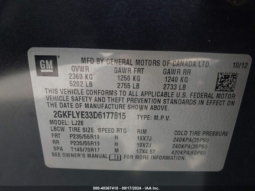 2GKFLYE33D6177615 2013 GMC Terrain Denali