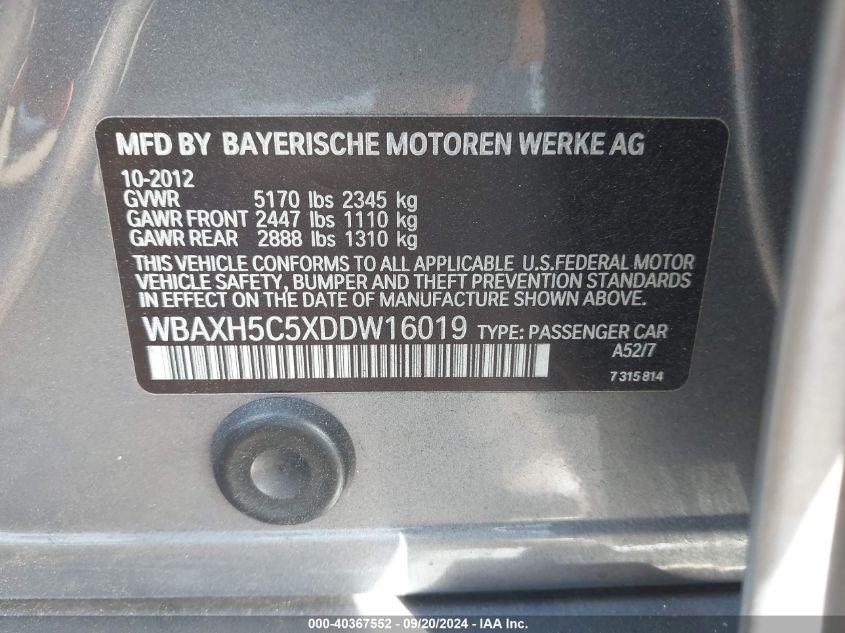 2013 BMW 528XI - WBAXH5P5XDDW16019