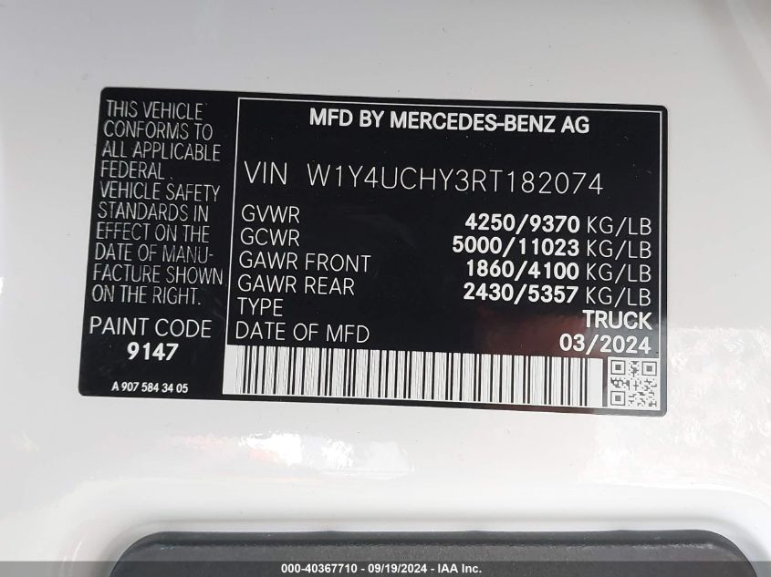 W1Y4UCHY3RT182074 2024 Mercedes-Benz Esprinter 2500 High Roof