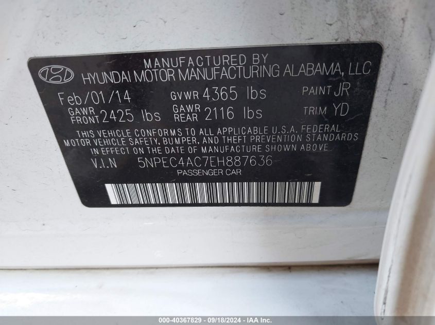 5NPEC4AC7EH887636 2014 Hyundai Sonata Limited