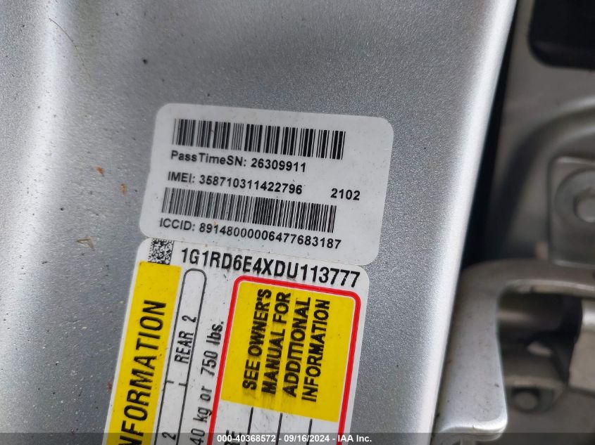 1G1RD6E4XDU113777 2013 Chevrolet Volt