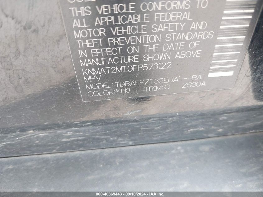 2015 Nissan Rogue S VIN: KNMAT2MT0FP573122 Lot: 40369443