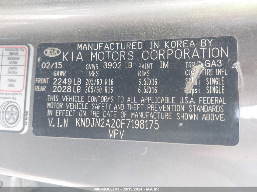 KNDJN2A20F7198175 2015 Kia Soul