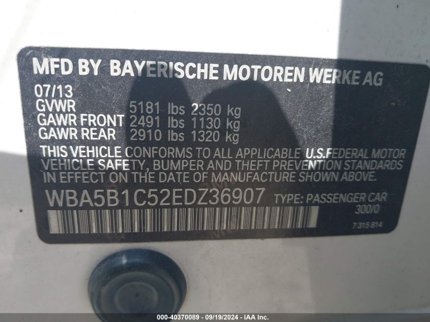 WBA5B1C52EDZ36907 2014 BMW 535I