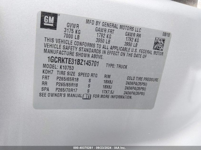 1GCRKTE31BZ145701 2011 Chevrolet Silverado 1500 Ltz